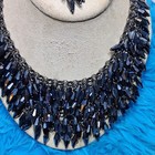 Fashion Black Faceted Glass Necklace earring Set Statement Jewelry Set Elegant