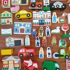 Lot 45 Pcs Melissa   Doug Wooden Town Playset Vehicles  Bldgs  People  Animals  
