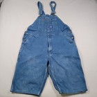 Big Smith Denim Bib Overalls Mens 42 Blue Custom Cutoff Shorts 12in Inseam Work