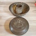 Bundt Cake Pan Vintage Swirled Locking Lid 3 Piece Set Old Metal Unusual Lot