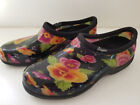 Sloggers Women s Rain   Garden Shoes Black Pansy Floral Print Size 9