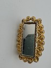 Vintage Mid Century Gold Toned Lipstick Holder With Mirror And Clip 