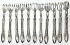 Antique French 800 Silver Oyster Forks Set Of 11 Victor Boivin