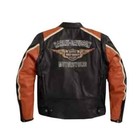 Harley Davidson Mens Classic Orange Cruiser Jacket Biker Genuine Leather Jacket