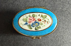 Antique French Oval Hand-painted Gilt Porcelain Trinket Box