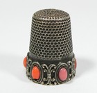 Silver Thimble With Coral Circa 1900