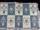 4 Vtg Cotton Woven Floral Heart Flowers Placemats Cottage Country