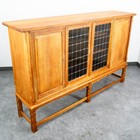 Mid Century Danish Modern Cabinet Credenza Glass Henning Kjernulf White Oak Mcm