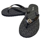 New Michael Kors Authentic Women s Silver Black Flip Flops Sandals