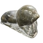 Vintage Inuit Soapstone Sculpture Seal   Pup Signed Canada Eskimo Art Label 5 5 