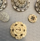 Vintage Floral Carved Button Lot Mixed Material Mother Of Pearl Celluloid Enamel