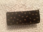Vtg  Lancome Beaded Black   Gold Lipstick Holder W  Mirror Snap Closure