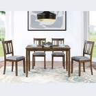 Modern 5-piece Dining Table Set W  Wood Table   4 Upholstered Chairs Walnut gray