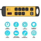 Crst 8-outlet Metal Power Strip 1800j Heavy Duty Surge Protector Power Strip 9ft
