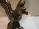 Vintage Antique Eagle On Rock Finial Cast Metal Gold Finish 8 1 2  Wide Threaded