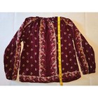 Lucky Brand Womens Xs Burgundy Floral Boho Chic Peasant Blouse Long Sleeve