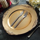 6 Gold 13  Round With Embossed Rim Charger Plates Wedding Party Dinner Supplies