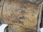 Antique Streamlined Justrite Brass Carbide Miner s Lamp Light Pat Applied 4 Usa