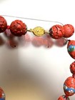 Unique Antique Chinese Cinnabar Cloisonne Enamel Bead Necklace 25 5  31 Beads