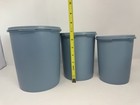 Vintage Tupperware 807-8  809-6  And 811-14 Blue Sevalier Canisters - Lot Of 3