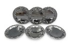 Vintage Hong Kong Metal Coasters Set 6 Grape Vine Silver Tone Barware 4    Retro