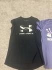 Lot Of 2 Under Armour Shirt Girls Small Heatgear Short Sleeve Breathable Youth