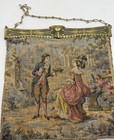 Antique Romantic Tapestry Purse W Brass Frame Chateaucore France Victorian Era