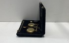 Vintage Brass Handheld Balance Scale Apothecary Jeweler Set Velvet Lined Case