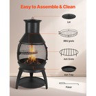 22 In Chiminea Outdoor Wood Burning Iron Firepit With Grill Mesh   Chimney Coat