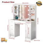White Makeup Table Vanity With Mirror   Led Lights   7 Drawers Dressing Desk