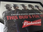 2015 Budweiser Beer Armed Forces Military Mirror Bar Sign Patriotic Marines Army