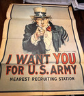 Uncle Sam    i Want You For U s  Army    Poster     U s  Govt Print - 22x28 Vintage