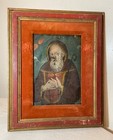 Antique 18th Century Mexican Retablo Saint Francis Icon Religious Painting Tin