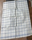 2 Vintage Irish Linen Dish Tea Towels Blue Woven Plaid 17x34 Farmhouse Nos