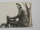 Antique 1900 s Harley Davidson Motorcycle W biker Wearing Leather Jacket Photo