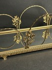 Mcm Hollywood Regency Style Gold Tone Mirrored Rose Floral Arched Vanity Tray