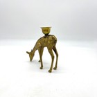Vintage Brass Deer Doe Candlestick Holder Animal Figurine Tabletop Decor