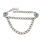 New Women 2pcs Silver Metal Boot Chain 2 Shoe Anklets Double Sided Flower Charms