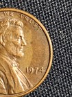 1974 Penny Errors  No Mint Mark  Struck Off Center  Die Crack On Head   l  Rim