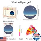 Latch Hook Rug Kit Stars Night Sky Moon Stamped Handmade Round Shape Carpet C