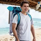 Folding Backpack Beach Chair 4-position pillow with Cup Holder Adjustable High