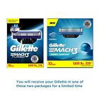 Gillette Mach Turbo Men 3 Shaving Blades- Pack Of 10  cartridges 