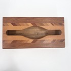 Vintage Rectangular Oak Wooden Tissue Box Cover Dispenser Wood Inlay Boho Decor