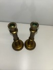 Set Of Vintage Heavy Solid Brass Candle Sticks Mcm  Stamped 1971