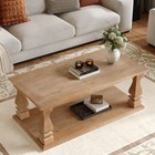 Rectangular Weathered Natural Farmhouse Coffee Table Solid Wood