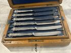 Fab 12pc English Sterling Silver Fruit Or Fish Set W  Original Box   Key