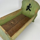 Antique Baby Rocker Cradle 20  Green Painted Pine Primitive C1910 Indiana Rustic