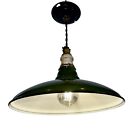 1 Nos Benjamin 12  Porcelain Industrial Corded Pendant Green Barn Vintage Light