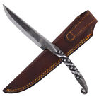 Spiral Forged Carbon Steel Full Tang Railroad Spike Knife  Handcrafted W  Sheath