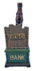Vintage Cast Iron Showjumper Horse jockey Mechanical Coin Bank Working
